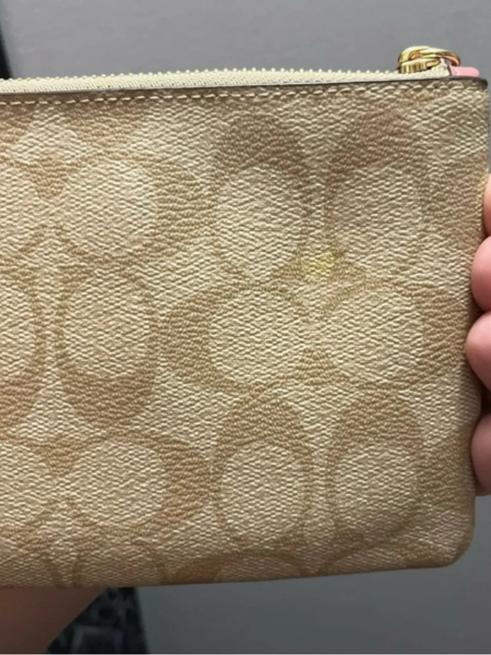 Coach Gold Metallic Wristlet with Party Till Midnight Patch
